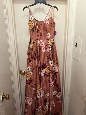 Windsor Dusty Rose Floral Spaghetti-Strap Maxi Dress